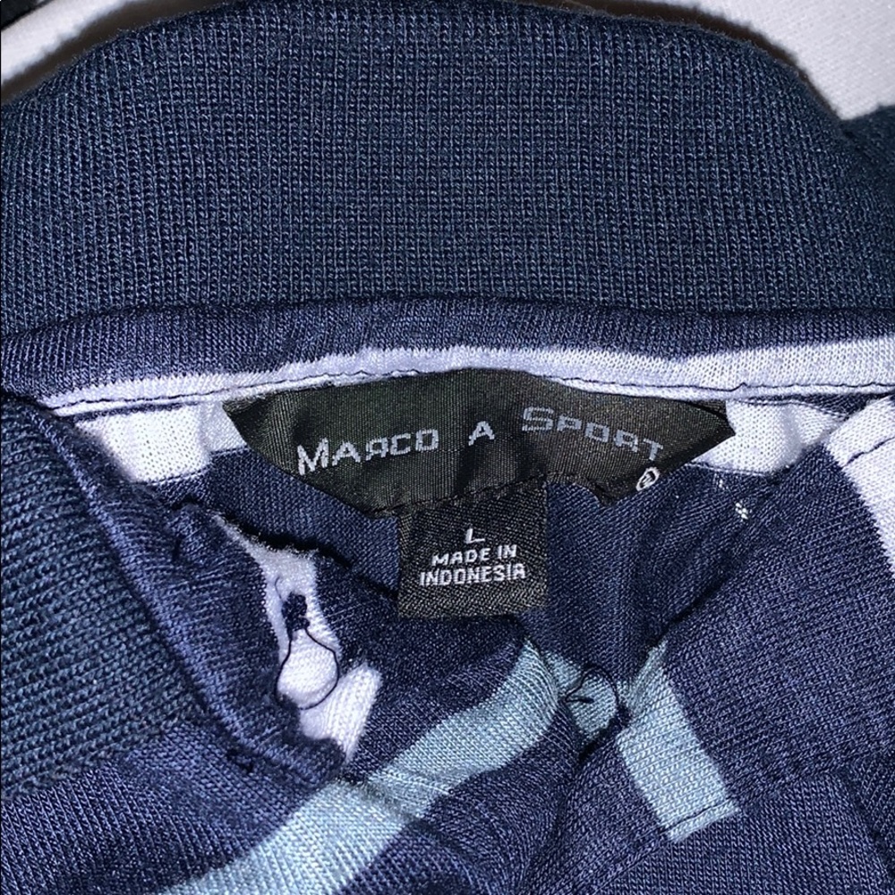 Navy blue with white and baby blue stripes